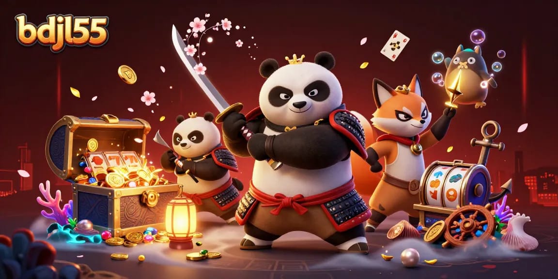 Engage with bdjl55 as a fierce samurai panda and ninja fox amidst thrilling casino action.