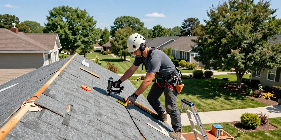 Professional roofing services by dakdekker den haag on a sunny day, showcasing roof work.