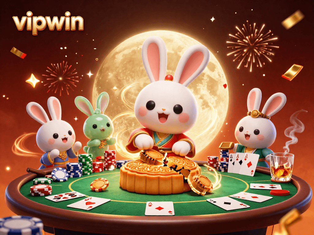 Experience thrilling poker gameplay with vipwin as the moon rabbit unveils hidden treasures on the lunar surface.