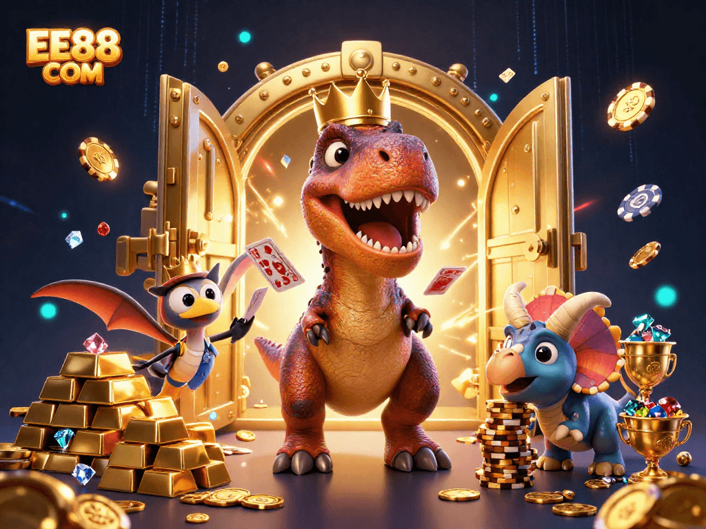 Experience thrilling gameplay at EE88 COM with delightful characters enjoying poker and dynamic casino gameplay.