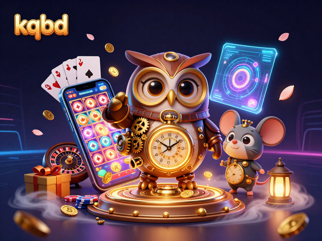 Engage with KQBD's thrilling real-time sports results in a vibrant 3D illustration filled with casino elements.