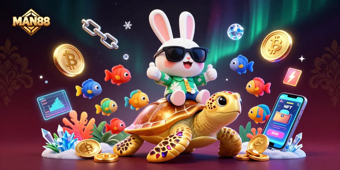 Experience high-stakes gaming at MAN88, featuring vibrant 3D characters and exciting crypto elements.