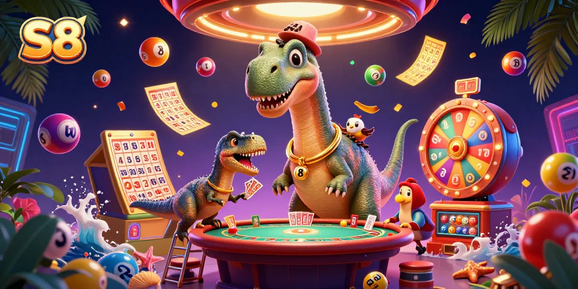 Join the fun at S8 with games and excitement featuring colorful lottery and casino elements!