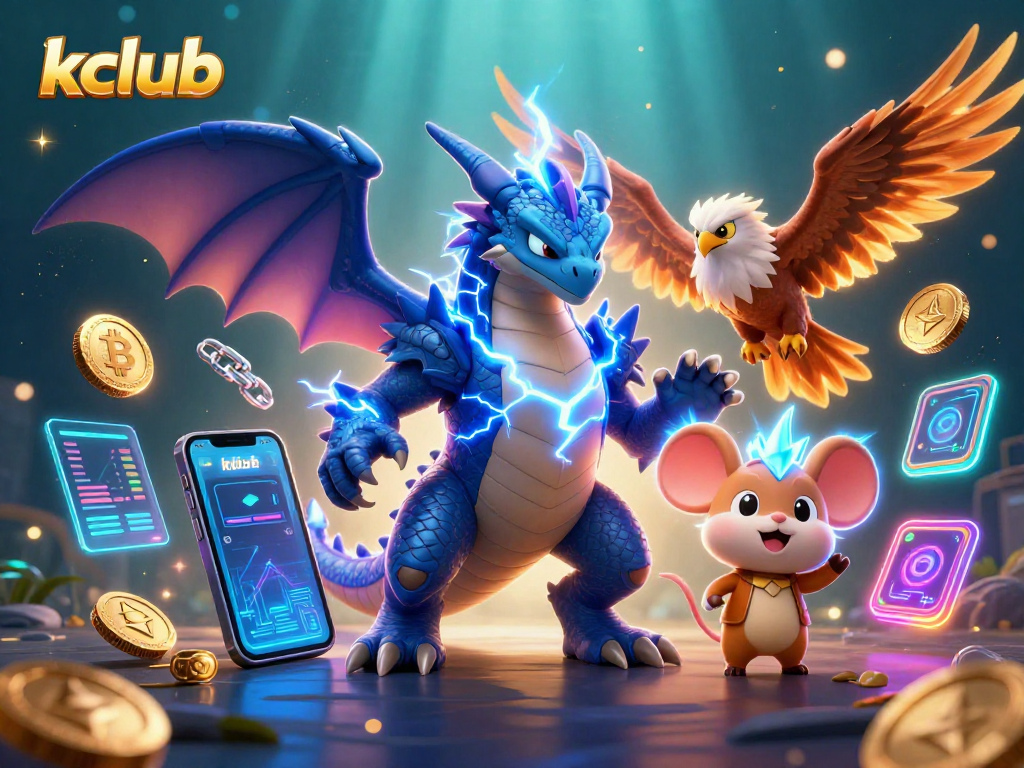 Engage with exciting games at kclub, featuring powerful characters and vibrant casino elements in a thrilling 3D scene.