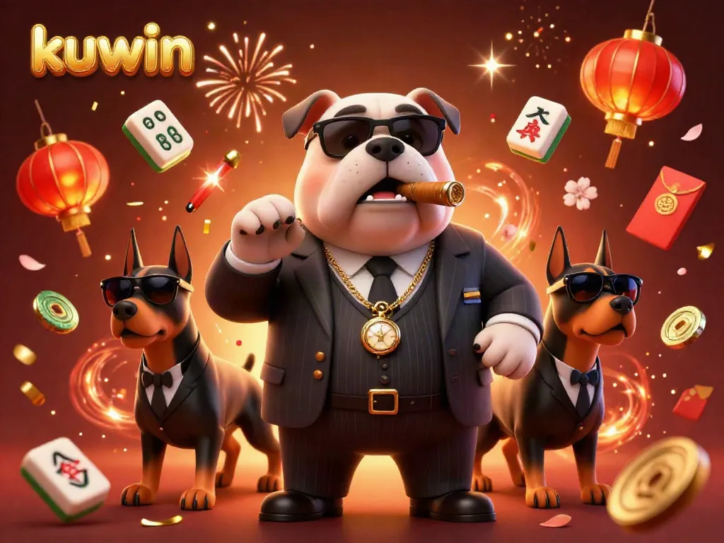 Experience dynamic gambling action with kuwin characters in a vibrant 3D scene filled with casino-themed elements.