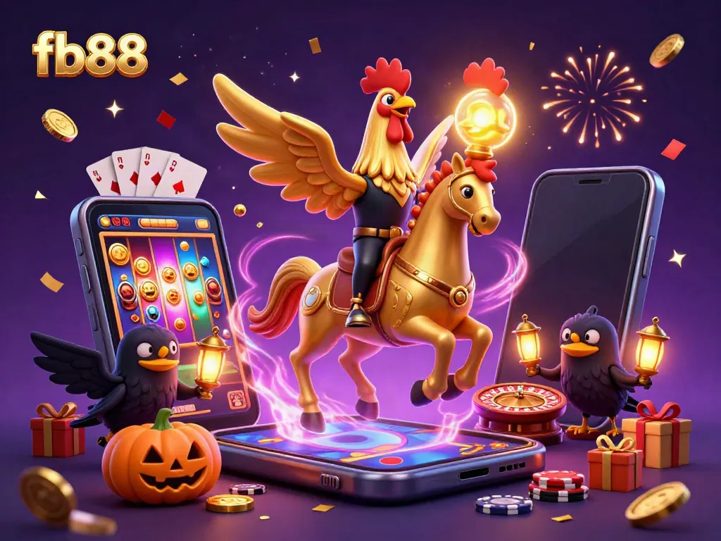 Experience the vibrant thrill of fb88 as a golden rooster leads the casino adventure with dazzling games.