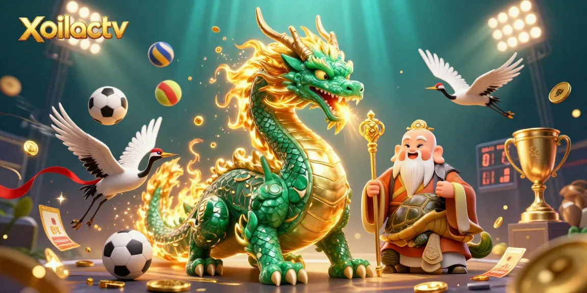 Experience thrilling sports action with xoilactv's vibrant 3D digital illustration featuring dynamic gameplay elements.