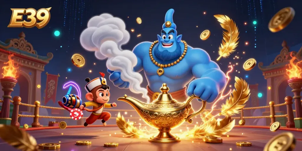 Join the excitement of E39 with a powerful genie and treasures on a dynamic casino adventure.
