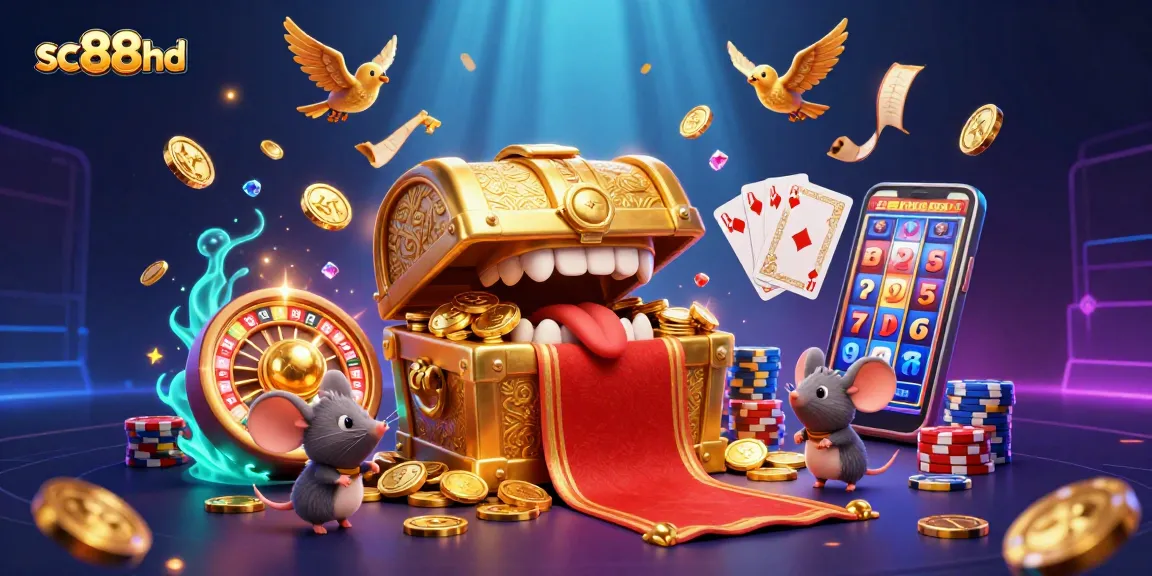 Experience the excitement of sc88hd casino games with rich visuals of slot machines, treasures, and gameplay.