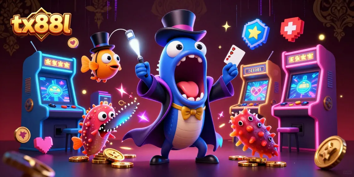 Experience thrilling card magic with tx88l's vibrant underwater casino characters amid glowing game elements.