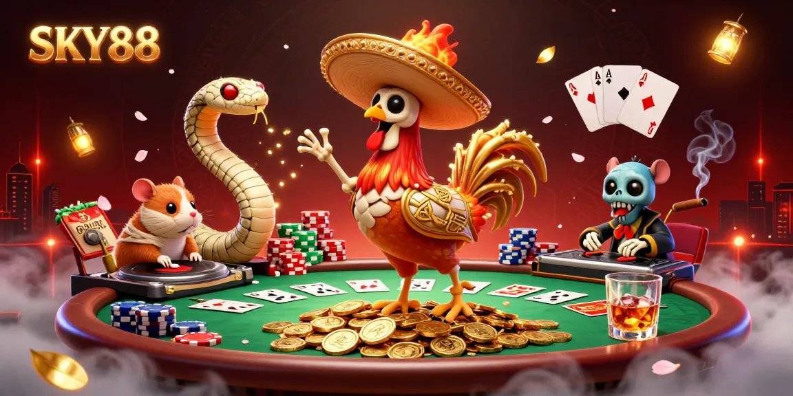 Experience thrilling action at SKY88 Casino with vibrant characters and dynamic games on a virtual gaming stage.