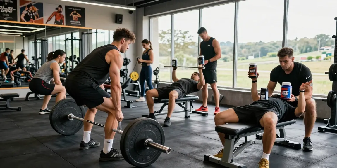 Prime Pharma Steroiden products being used by athletes in a vibrant gym training scene