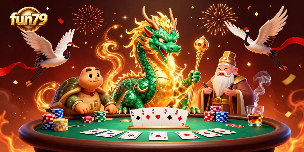 Experience fun79's thrilling gaming atmosphere with dynamic characters and colorful casino elements.