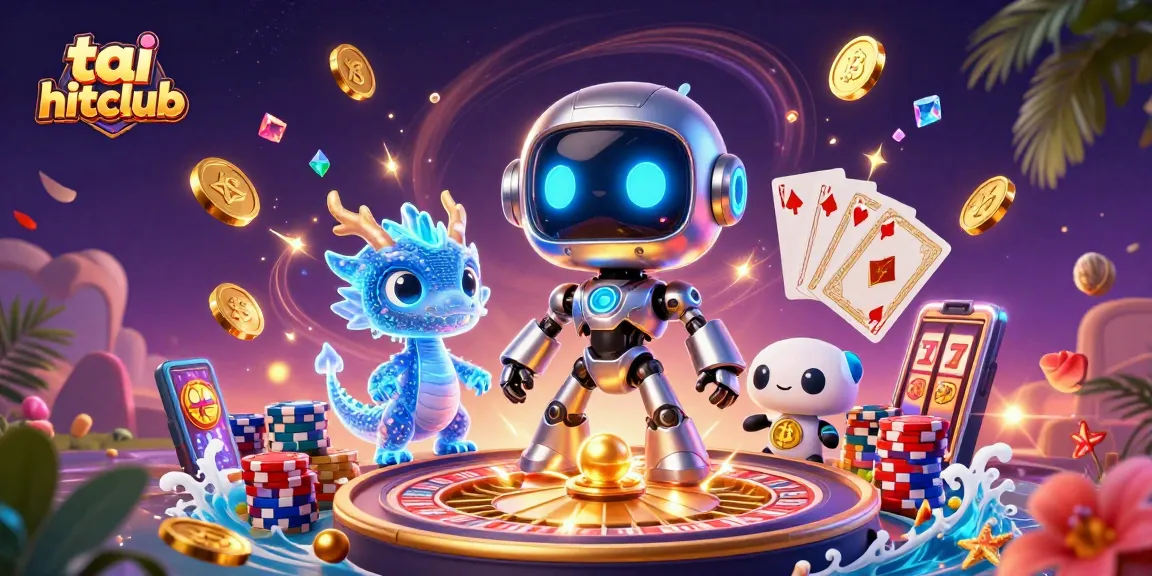 Experience winning thrills at tai hitclub with a vibrant 3D casino adventure featuring robots and coins.