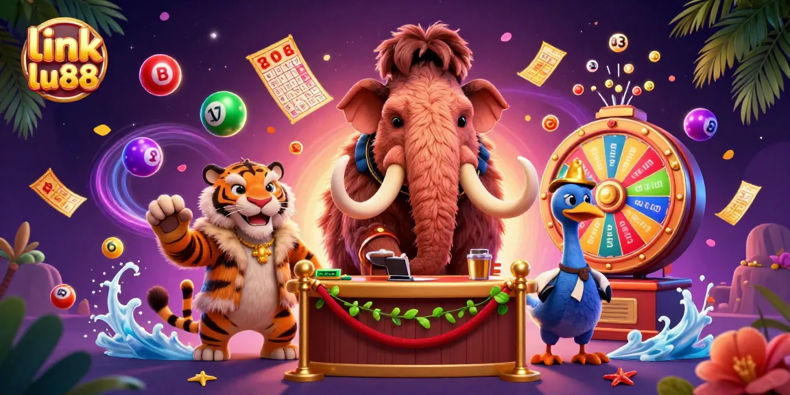 Experience excitement at link lu88 with vibrant games, colorful lottery elements, and animated characters.