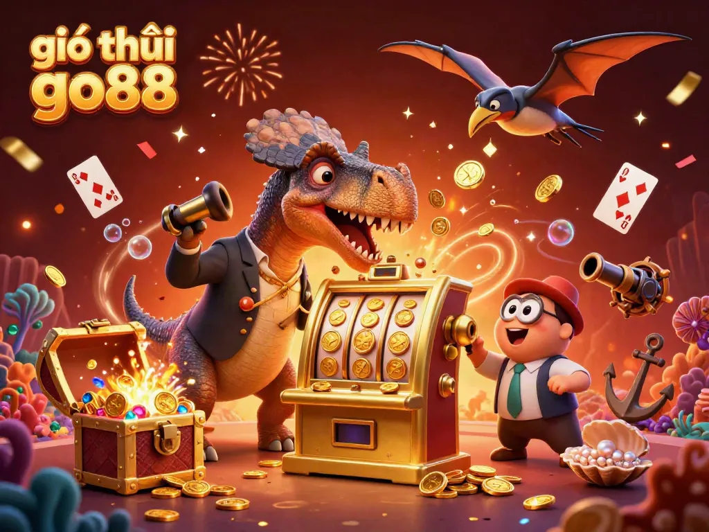 Experience exciting moments with giới thiệu go88 showcasing a whimsical dinosaur-themed casino adventure.