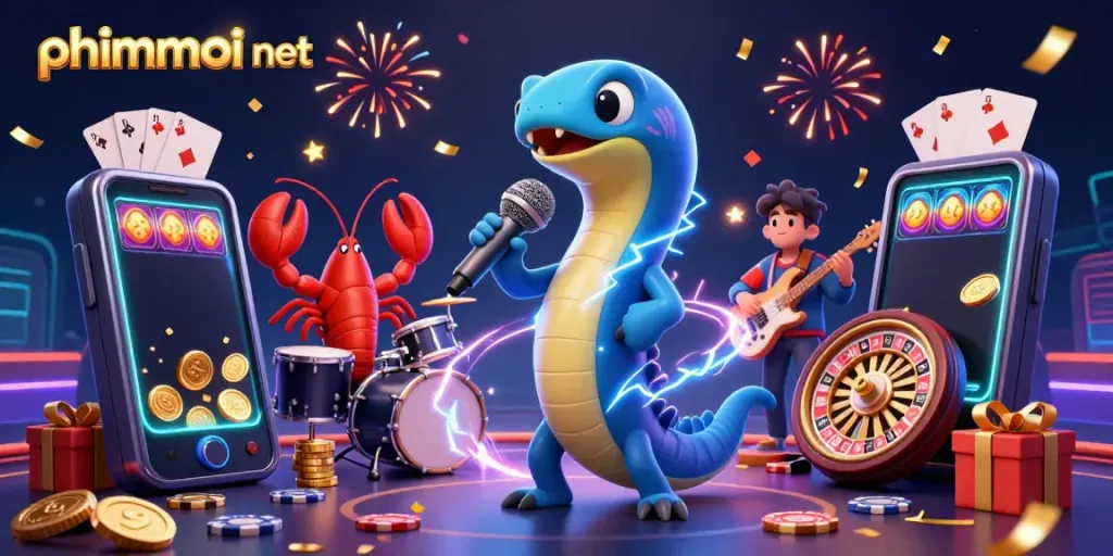Experience phimmoi net's vibrant underwater casino scene with a performing electric eel DJ.