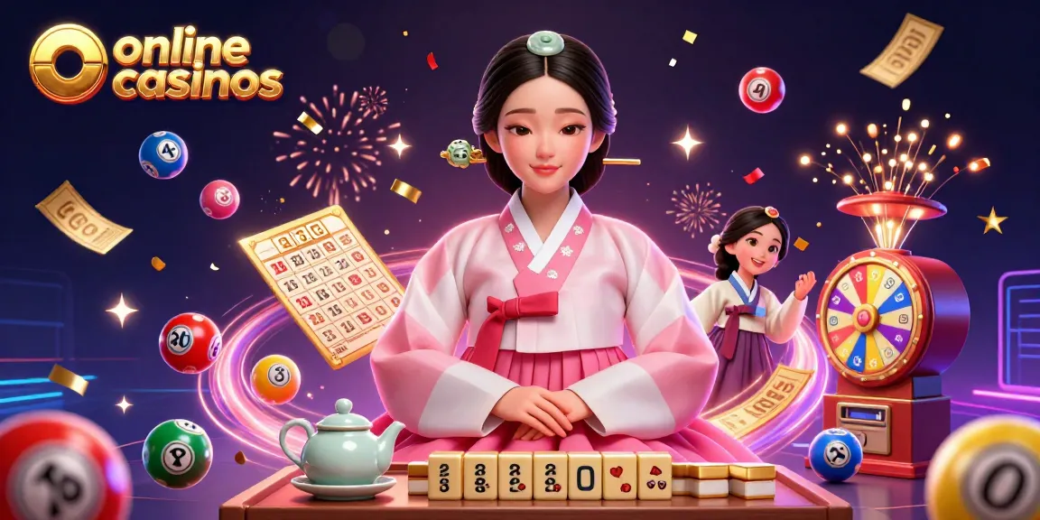 Illustration showcasing online casinos excitement with dynamic lottery balls and festive elements