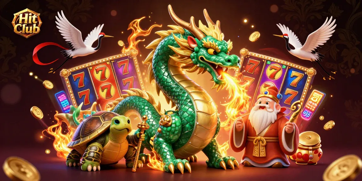 Experience thrilling wins at Hit Club's vibrant slots showcase with dazzling dragons and lucky symbols.