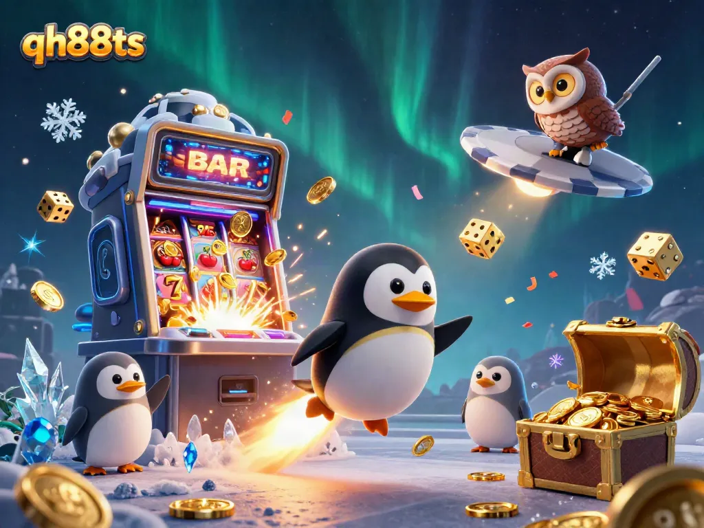 Experience thrilling gameplay with the dynamic QH88TS penguin racing through a vibrant casino universe.