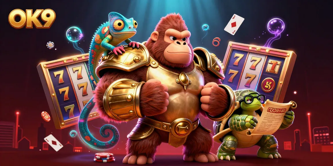 Engage with the vibrant OK9 online casino featuring interactive gaming elements and colorful characters.