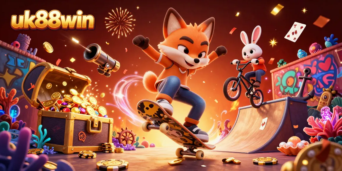 Engage with the thrilling world of uk88win featuring an animated fox and rabbit in an adventure of luck.
