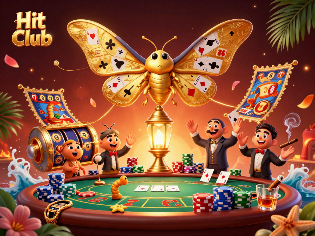 Experience the excitement at Hit Club with stunning gambling visuals featuring poker and slots