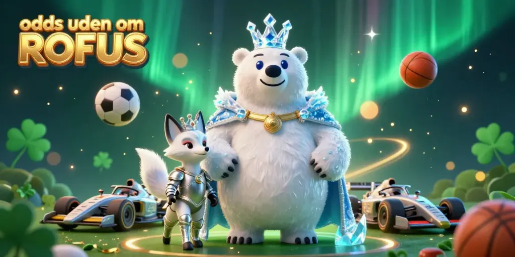 Place bets with "odds uden om ROFUS" featuring vibrant 3D characters amidst sports betting elements.