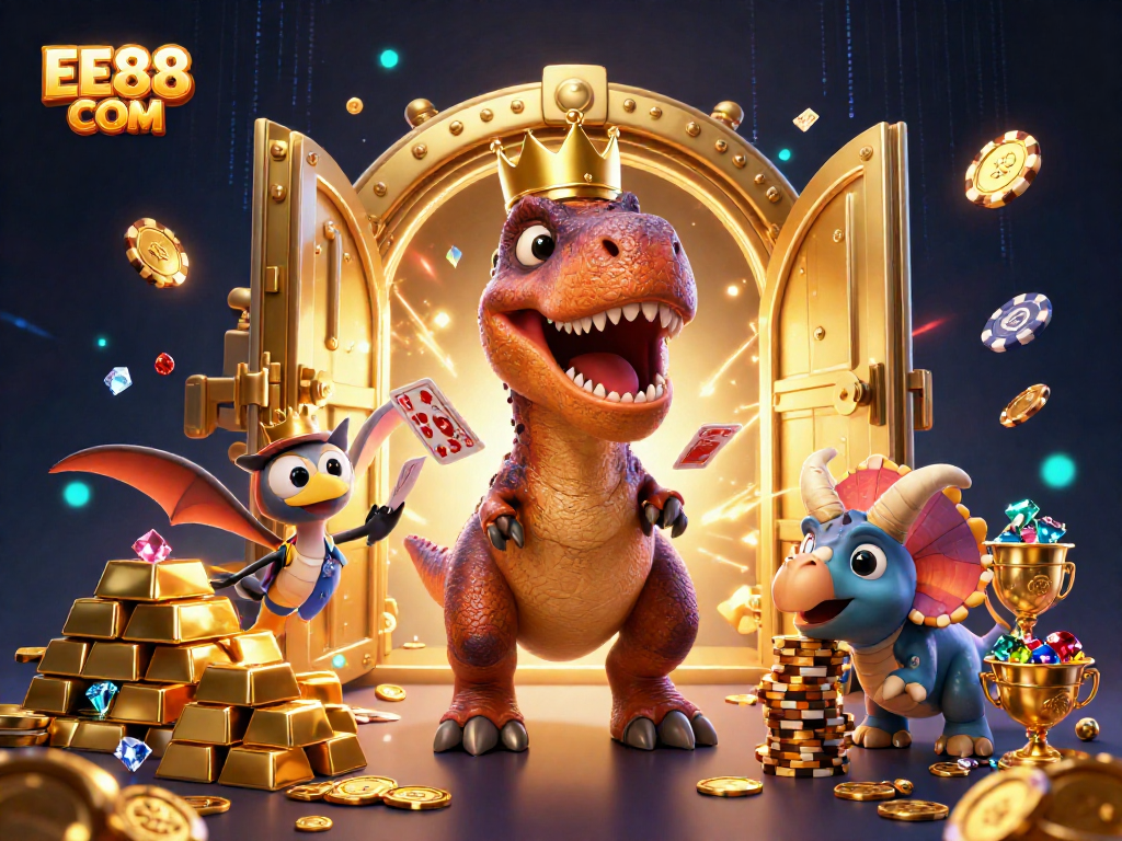 Experience thrilling gameplay at EE88 COM with delightful characters enjoying poker and dynamic casino gameplay.