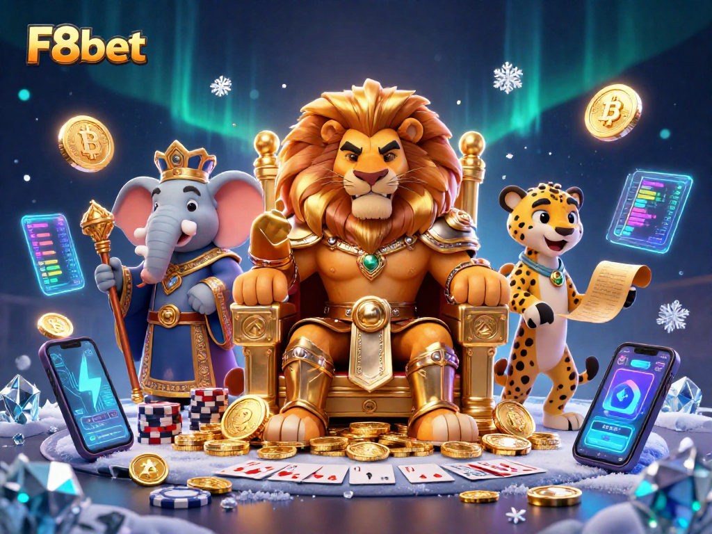 Engage with F8bet's premier poker strategies showcased in a vibrant 3D digital illustration.