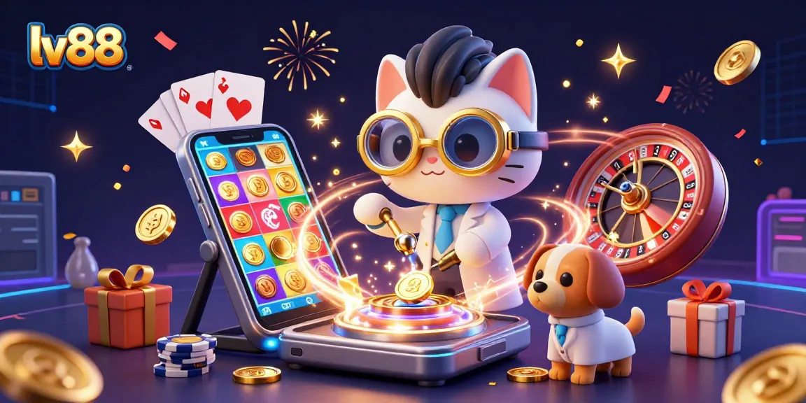 lv88 engages gamers with an exhilarating 3D scene of fun and excitement in a casino.