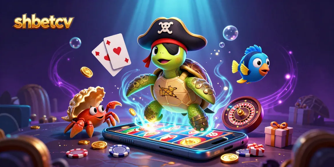 Spin the reels and uncover treasures with shbetcv as a pirate turtle finds riches underwater.