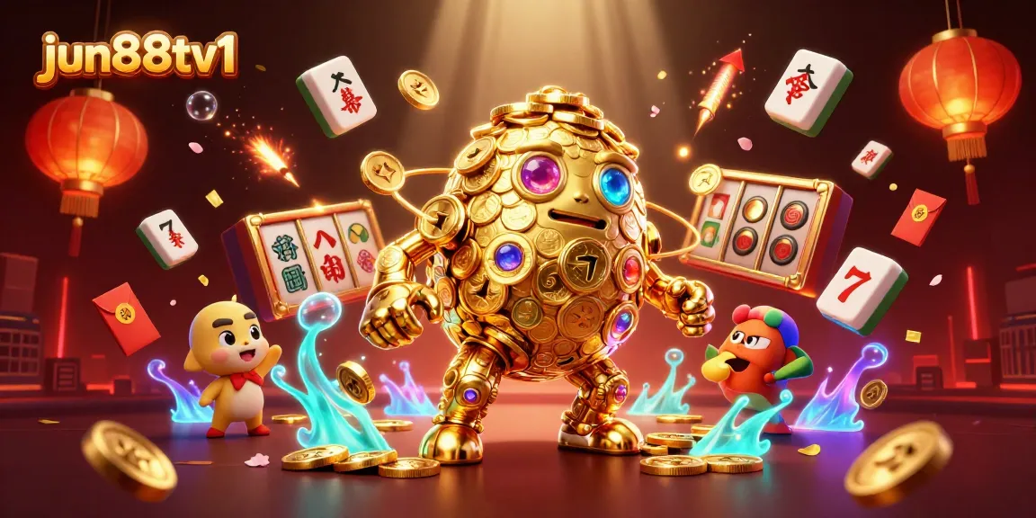 Engage with the exciting world of jun88tv1 featuring a vibrant 3D gold golem in a luxurious casino setting.