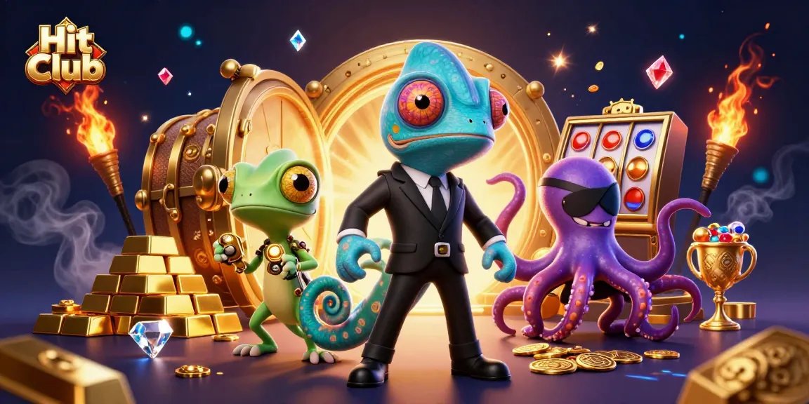 Hit Club's exciting casino adventure showcases thrilling jackpot scenes with colorful characters.