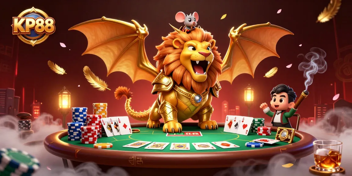 Engage with KP88's thrilling poker scene featuring dynamic characters and rich casino elements.