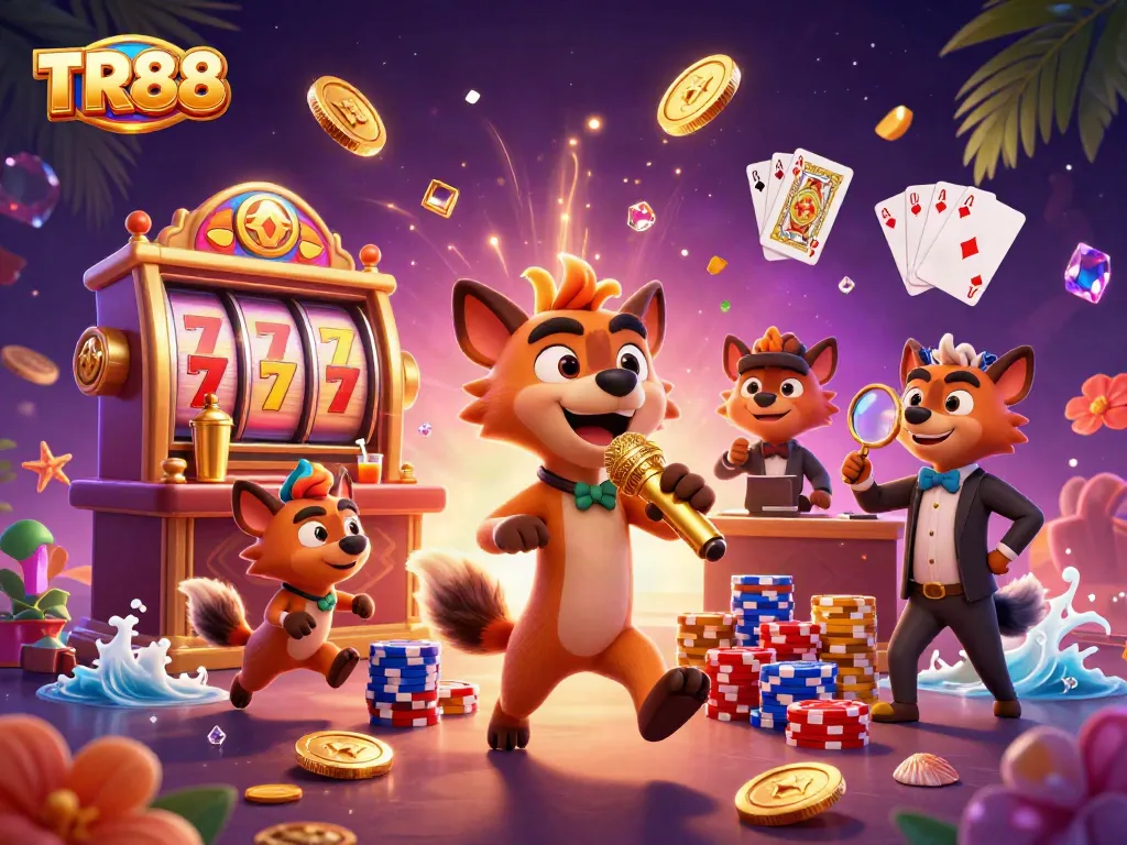 Experience the excitement of TR88 with vibrant casino hyenas, jackpot slots, and lively atmosphere.