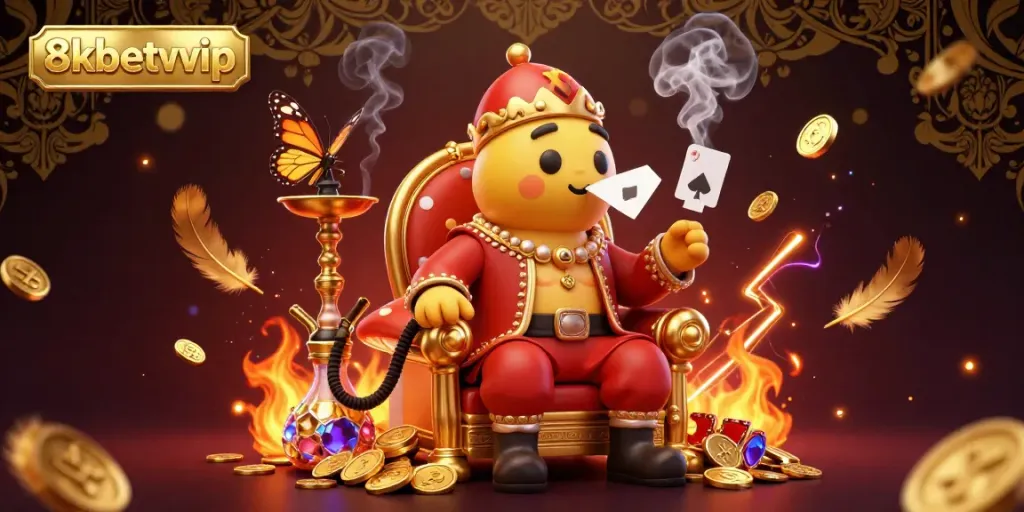 Experience vibrant online gambling with 8kbetvvip in a rich, engaging 3D casino scene.