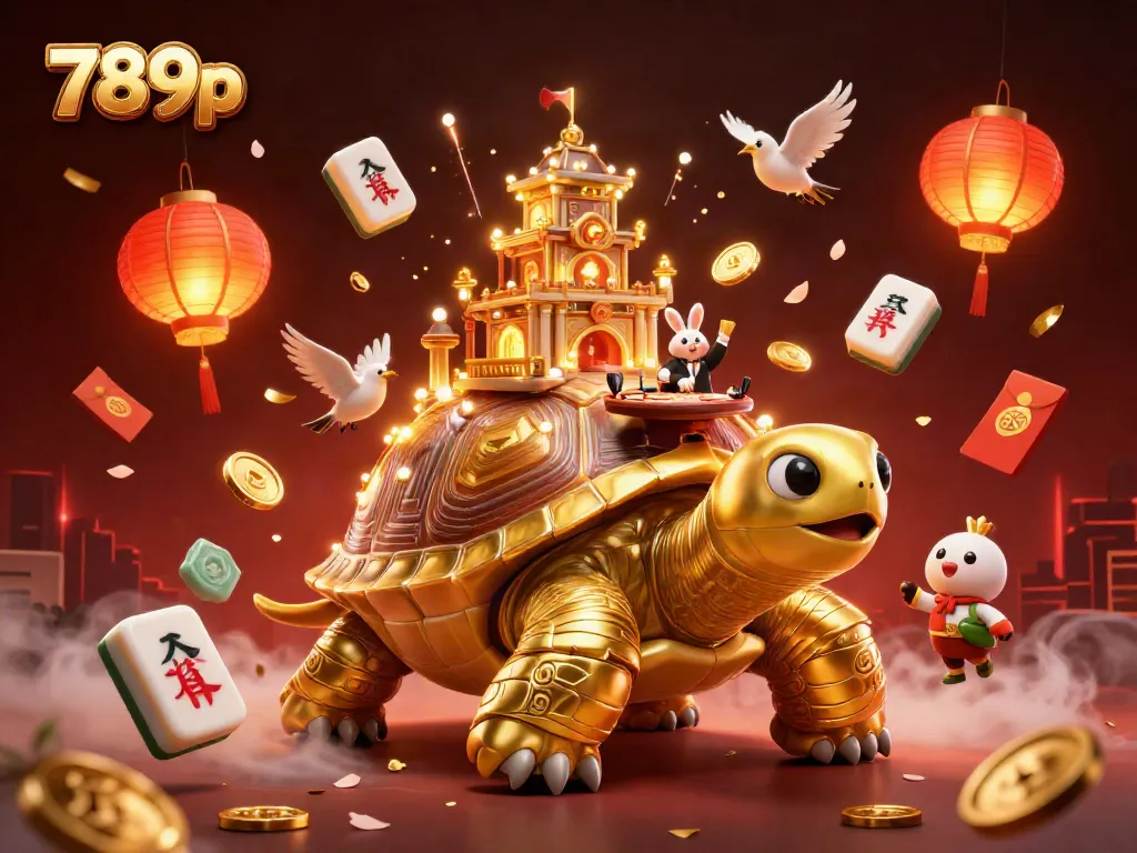 Experience thrilling gameplay at 789p casino with a magical illustration featuring golden tortoise and rabbit dealer.