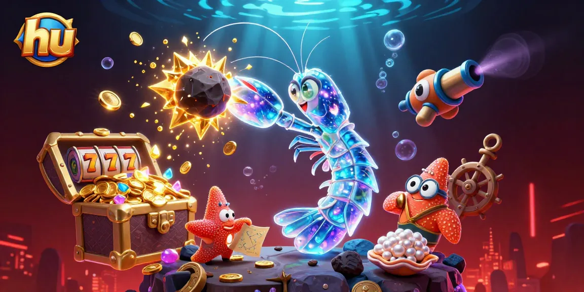 Exciting gameplay at hu featuring a galactic samurai mantis shrimp surrounded by coins and slot reels.