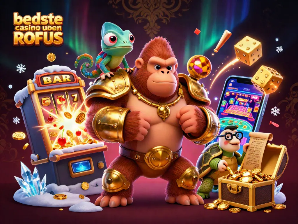 Experience the excitement of bedste casino uden ROFUS with a captivating 3D illustration of a gorilla king and magical elements.