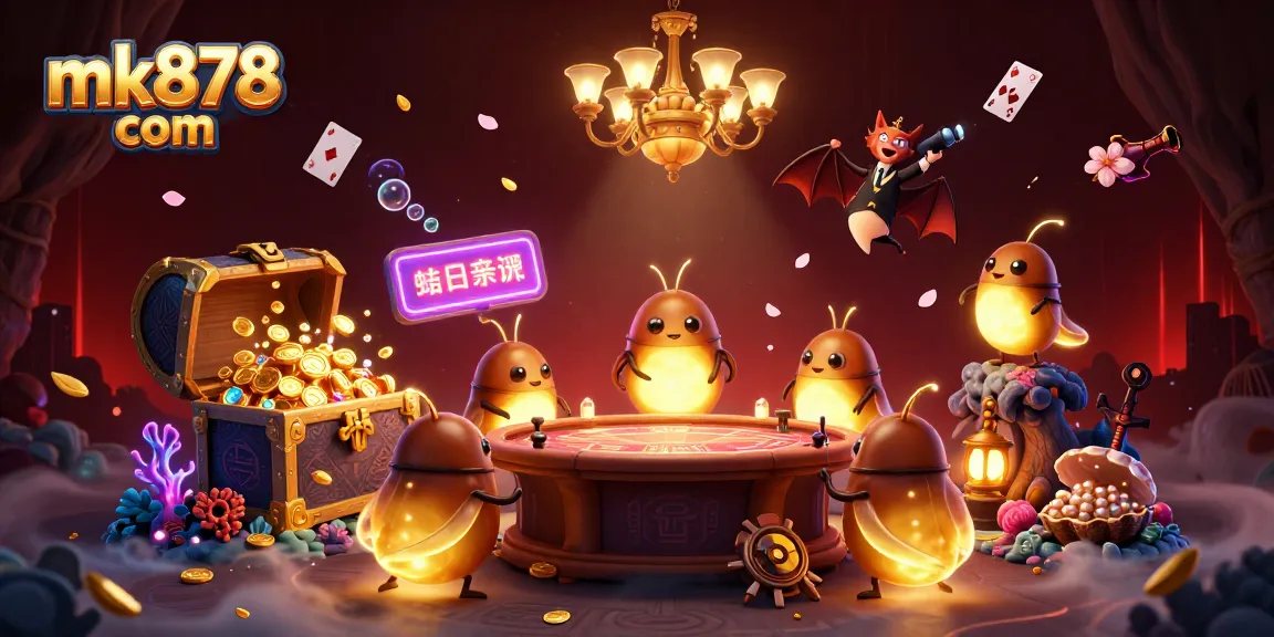 Experience immersive gaming at mk878 com with entertained glowworms in a vibrant casino scene.