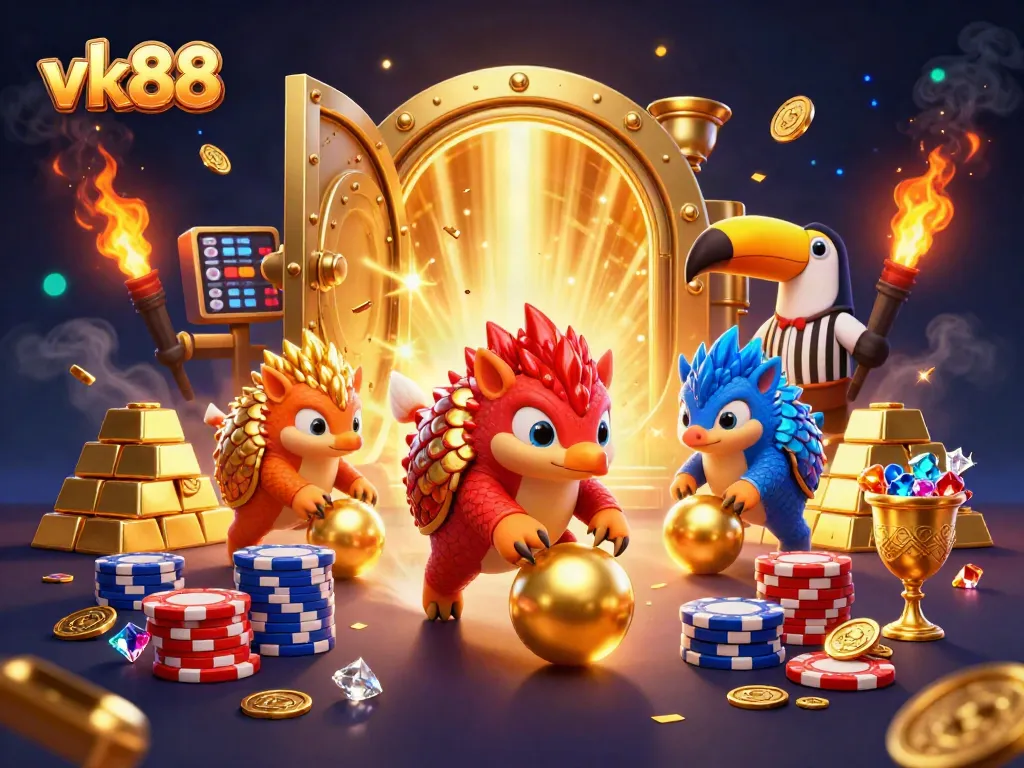 Engage in thrilling gameplay at vk88 with rival pangolins competing in a dynamic casino environment.