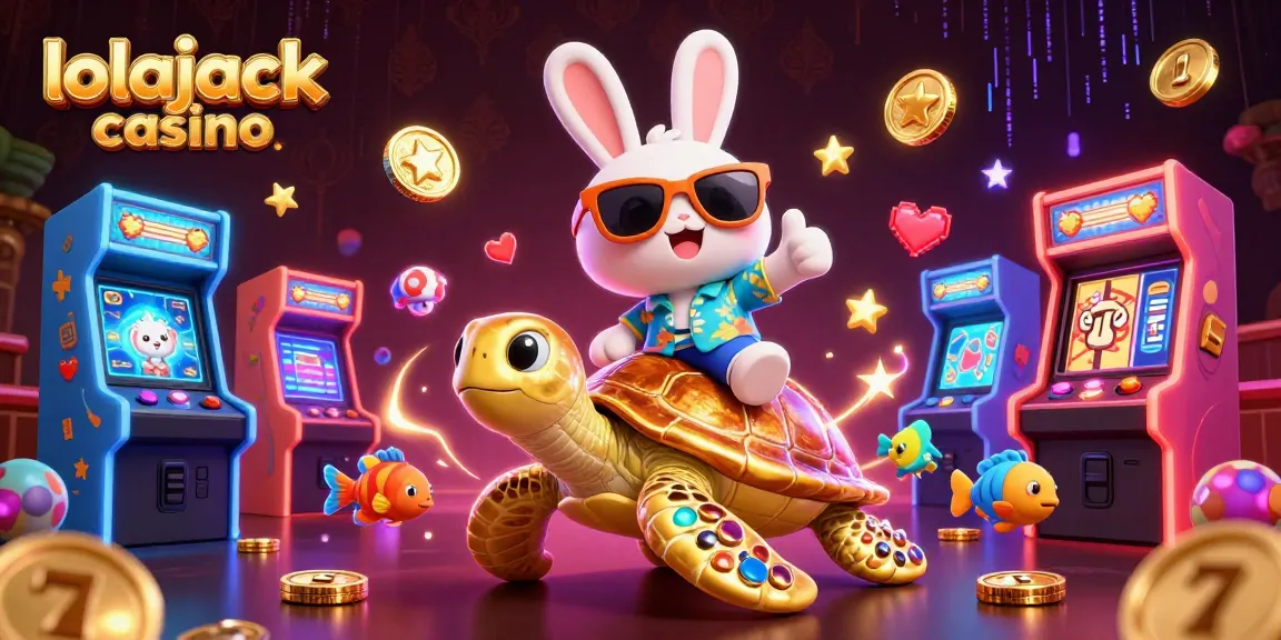 Experience the thrill of lolajack casino with lucky rabbit and golden sea turtle in a vibrant gaming scene.