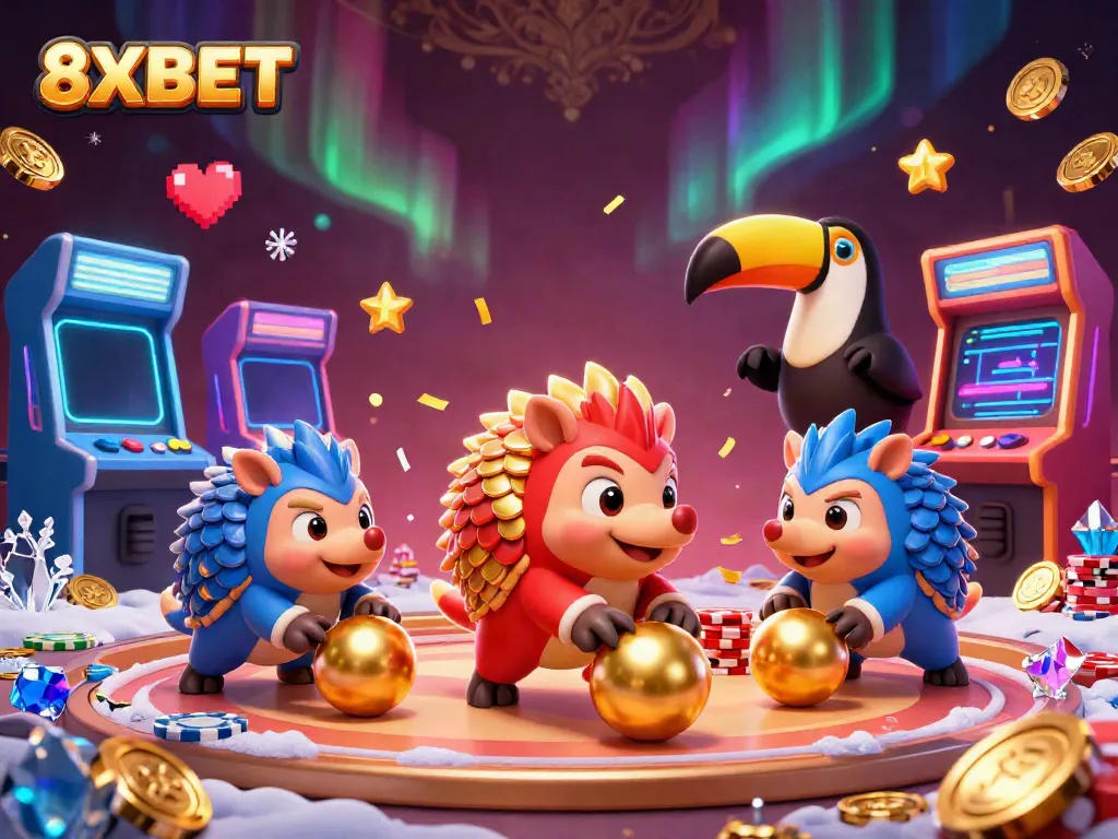 Engaging scene showcasing 8XBET's dynamic gameplay with rival pangolins in a vibrant casino atmosphere.