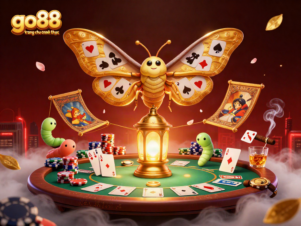 Experience the thrill of go88 trang chu chinh thuc with a vibrant casino scene featuring a majestic atlas moth.