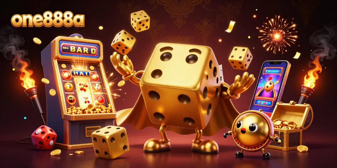 Experience thrilling gameplay moments with one888a's dynamic casino elements in a vibrant 3D illustration.