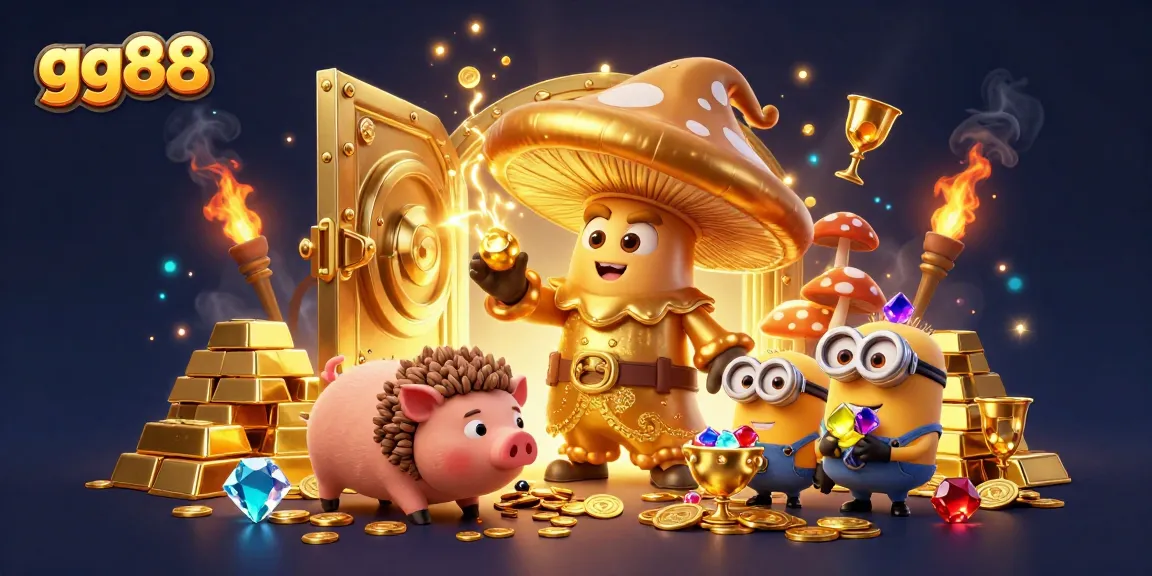 Experience the thrill of winning treasures in a vibrant gg88 casino scene with magical characters.