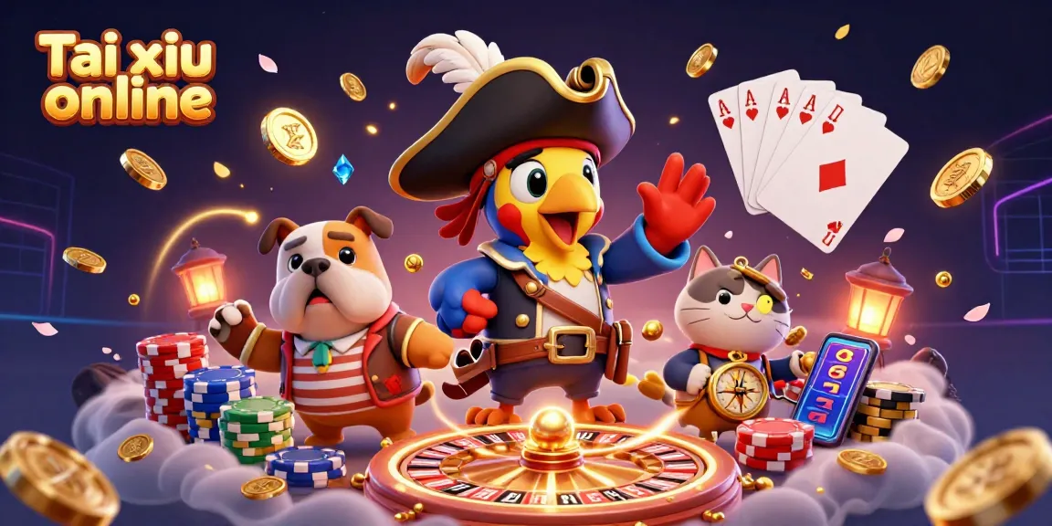 Bet and win big with Tai xiu online as vibrant characters showcase casino elements in dynamic action.