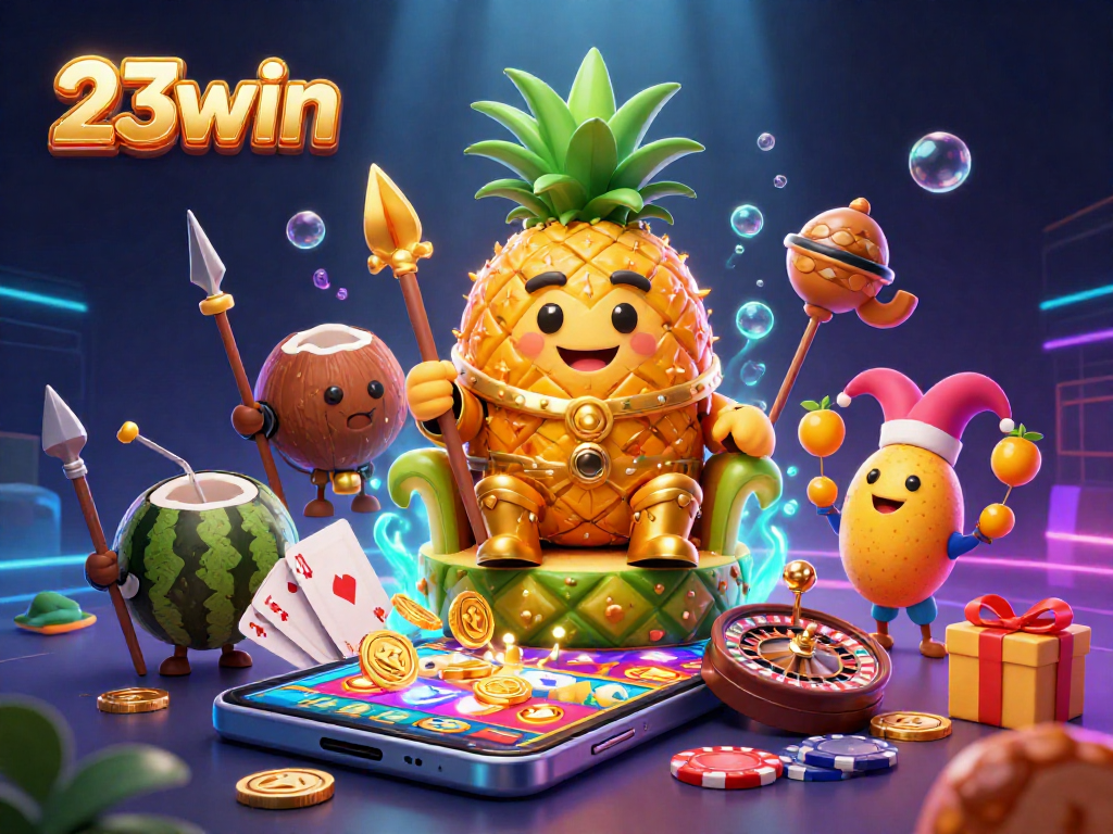 Experience the thrilling ambiance of 23win with our vibrant casino-centric digital illustration.