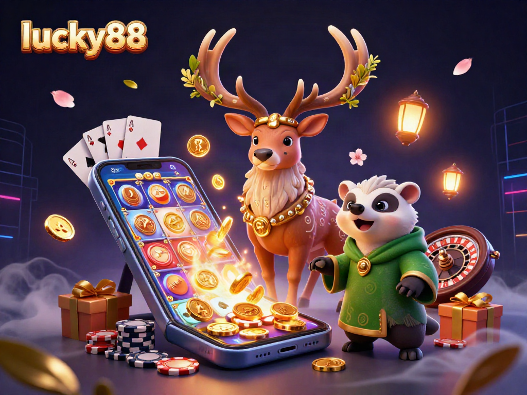 Engage with lucky88's thrilling slot experience through this captivating 3D illustration!